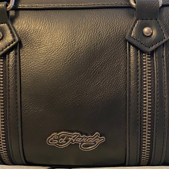 Ed Hardy Handbags - Ed Hardy Black Leather Tote